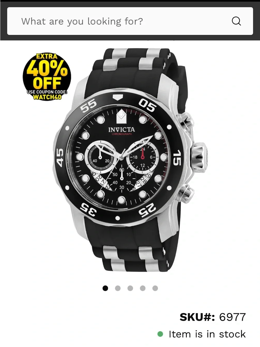 Invicta Black and Silver Chronograph Dive Watch